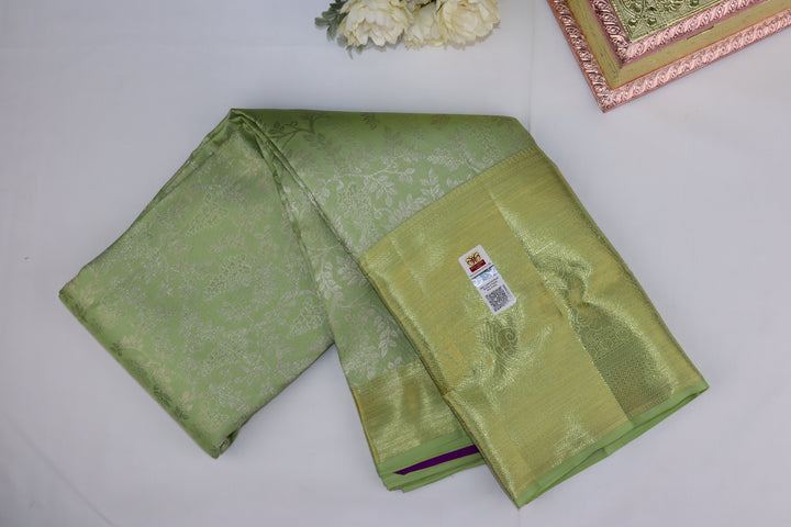Stunning Leaf Green Pure  Kanjipuram Saree