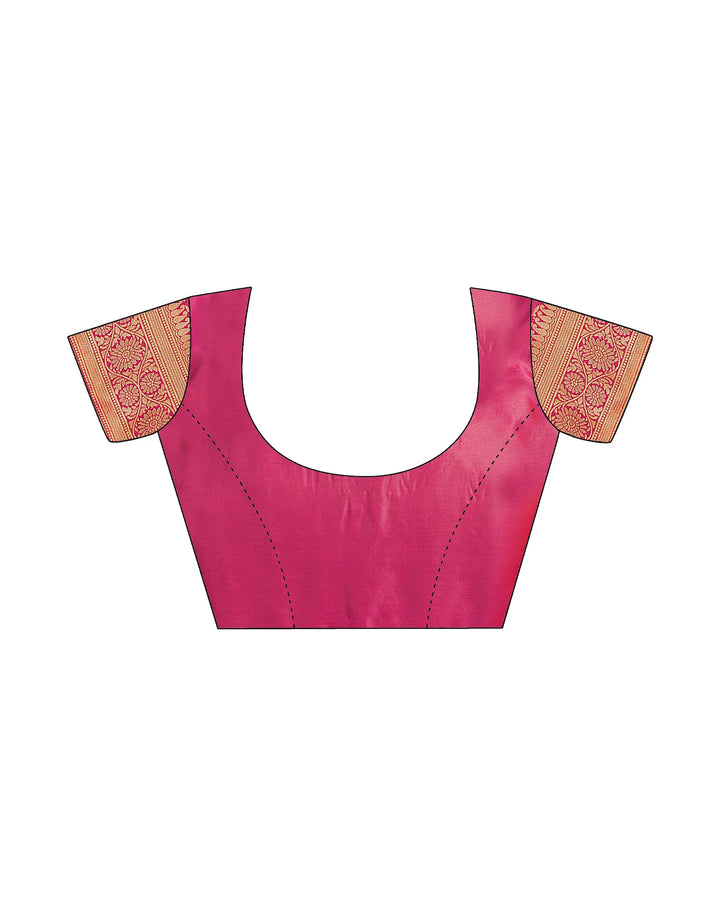 Hot pink Banarasi saree additional view