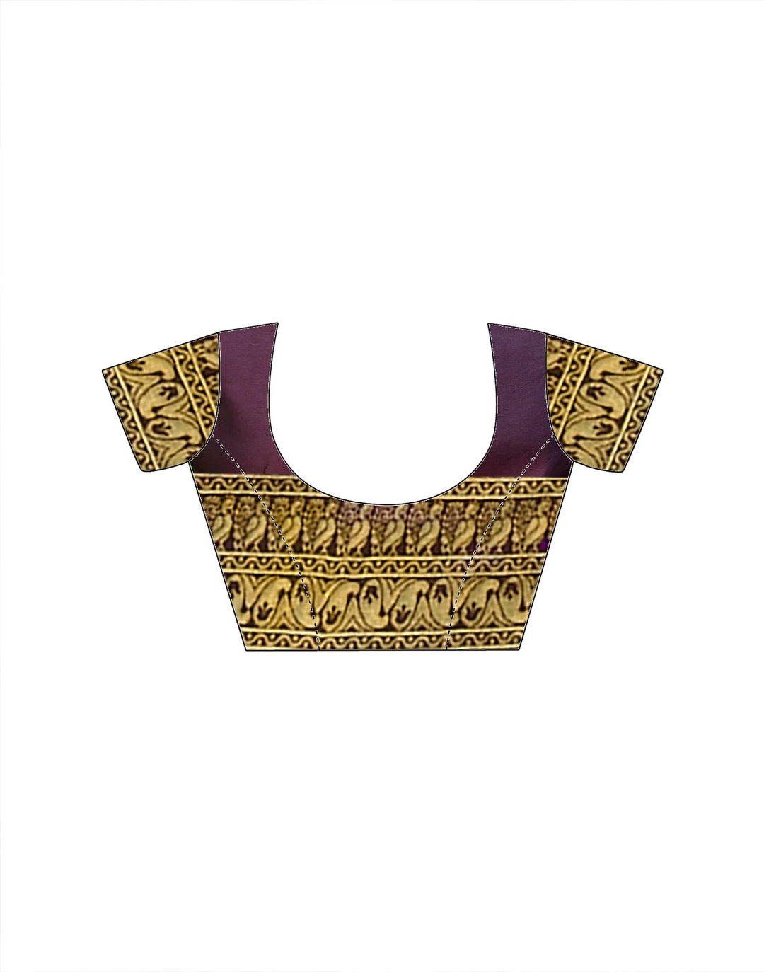 Wine Purple Kanjipuram Silk Saree with Antique Gold Zari Temple Border