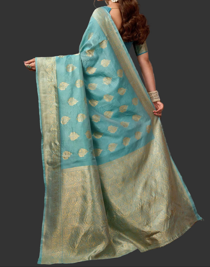Side profile showing drape and pallu detail