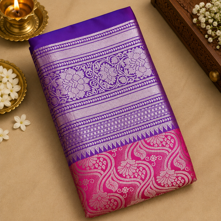 Hot Pink Banarasi Silk Saree