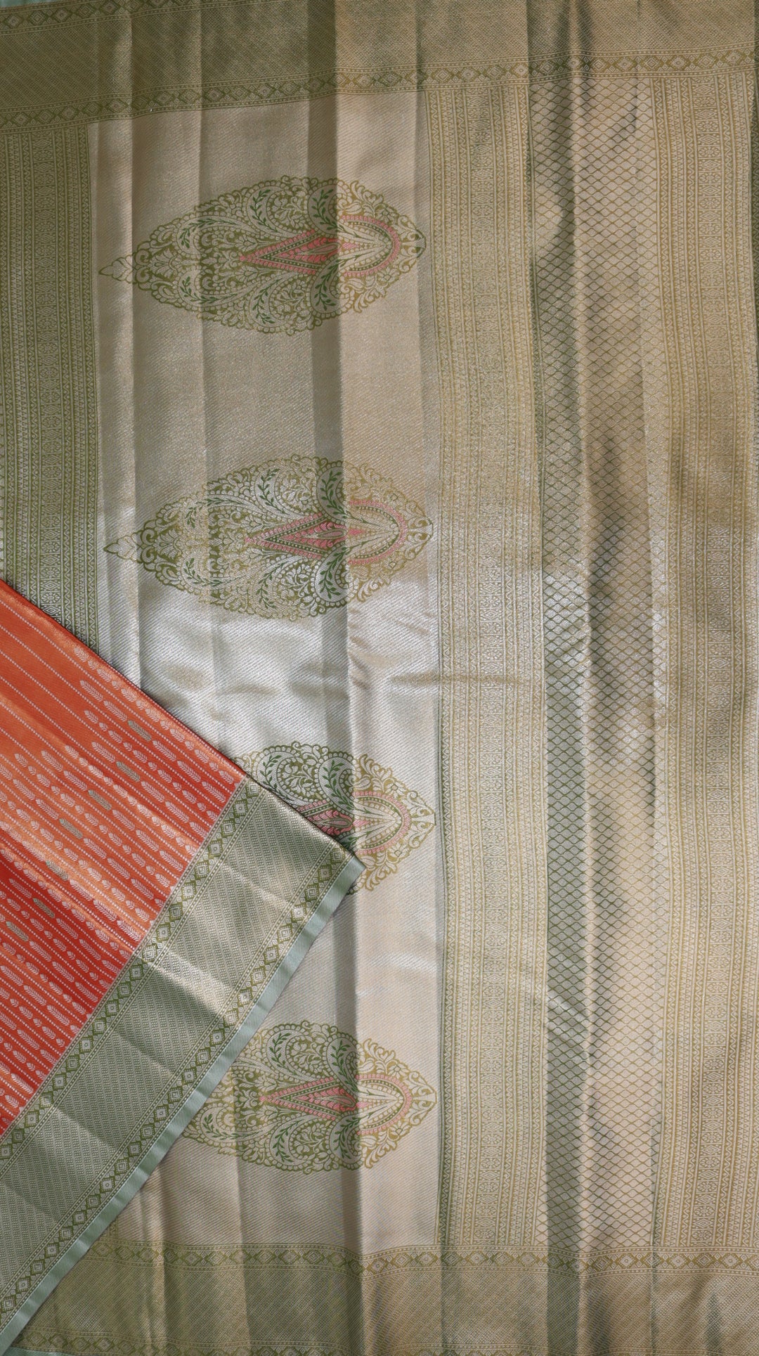 Trendy Pastel Orange Kanjipuram Saree