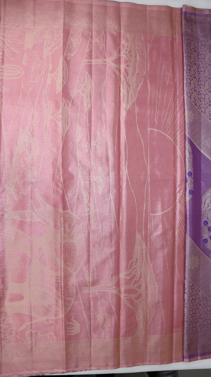Amazing Pastel Lavender Kanjipuram Saree