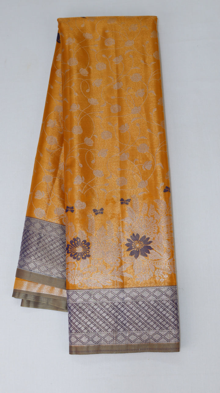 Trendy Pastel Orange Kanjipuram Saree