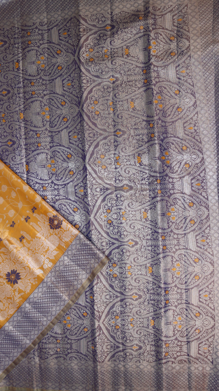 Trendy Pastel Orange Kanjipuram Saree