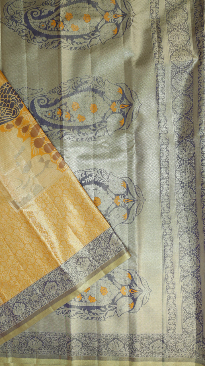 Trendy Gold Kanjipuram Saree