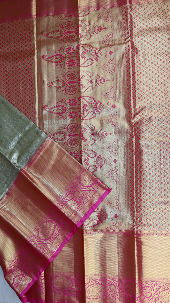 Trendy Pista Green Kanjivaram Silk Saree