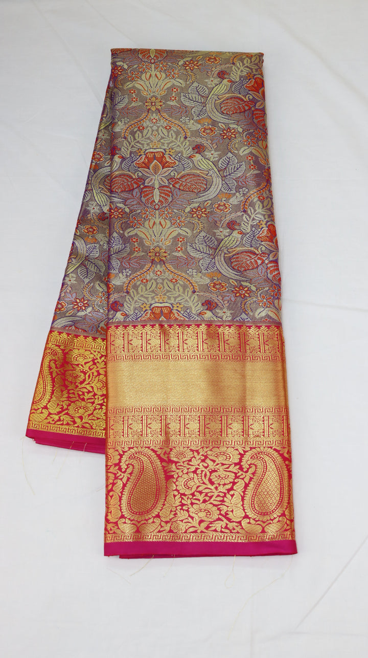 Trendy Dark Lavender Kanjivaram Silk Saree