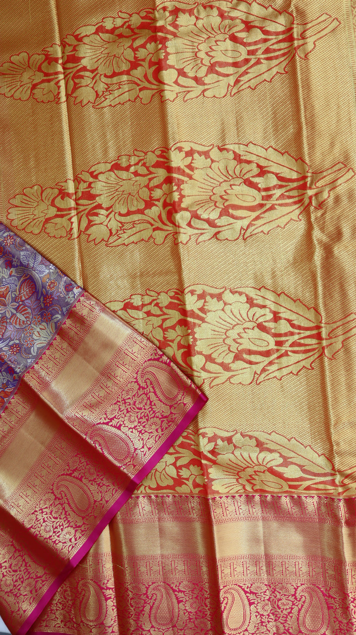 Trendy Dark Lavender Kanjivaram Silk Saree