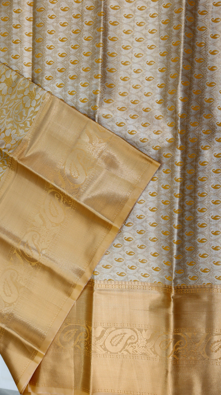 Trendy Pastel Yellow Kanjivaram Silk Saree