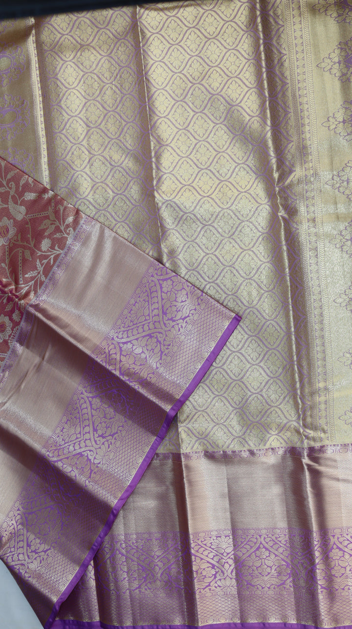 Trendy Onion Red Kanjivaram Silk Saree