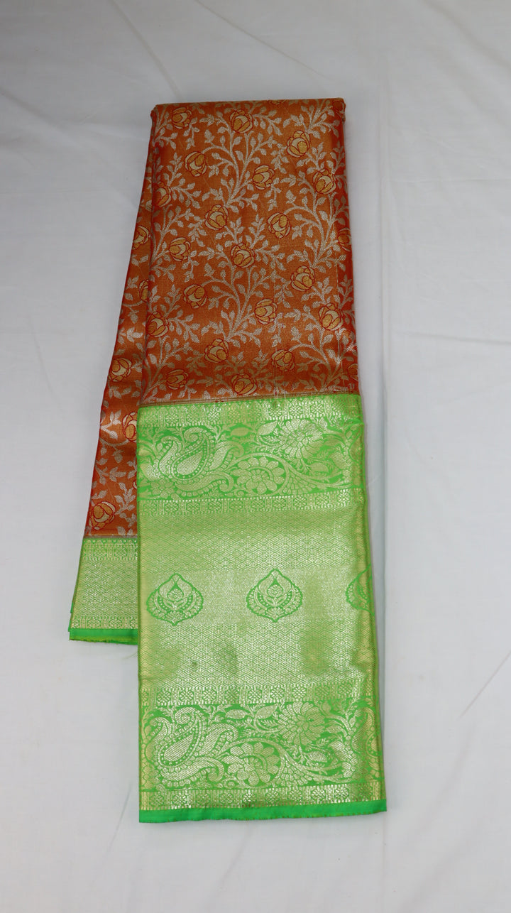 Trendy Orange Kanjivaram Silk Saree