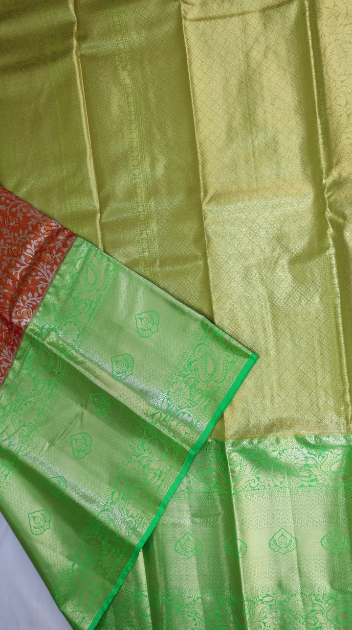 Trendy Orange Kanjivaram Silk Saree