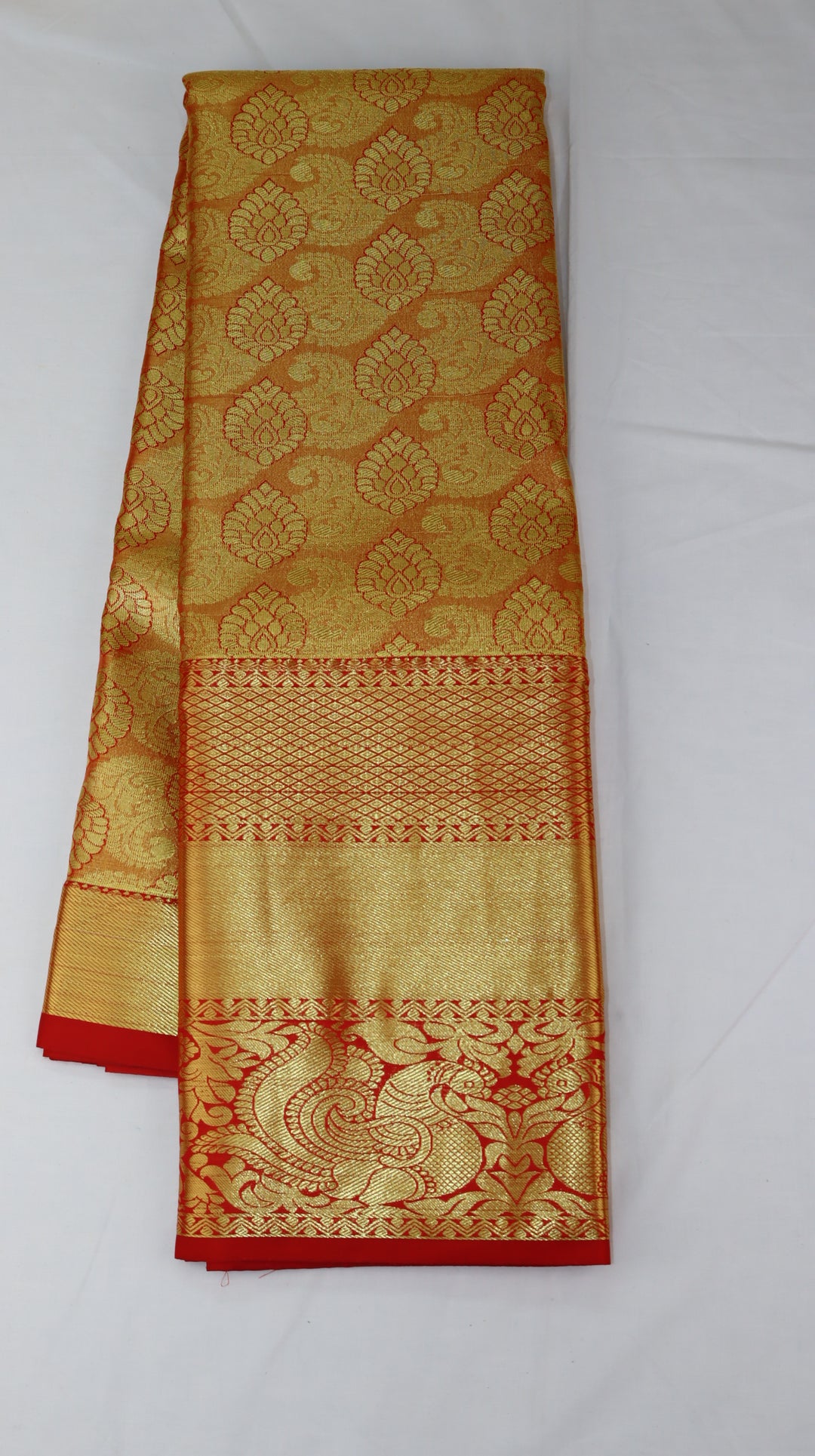 Trendy Orange Kanjivaram Silk Saree