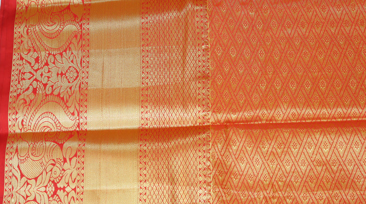 Trendy Orange Kanjivaram Silk Saree