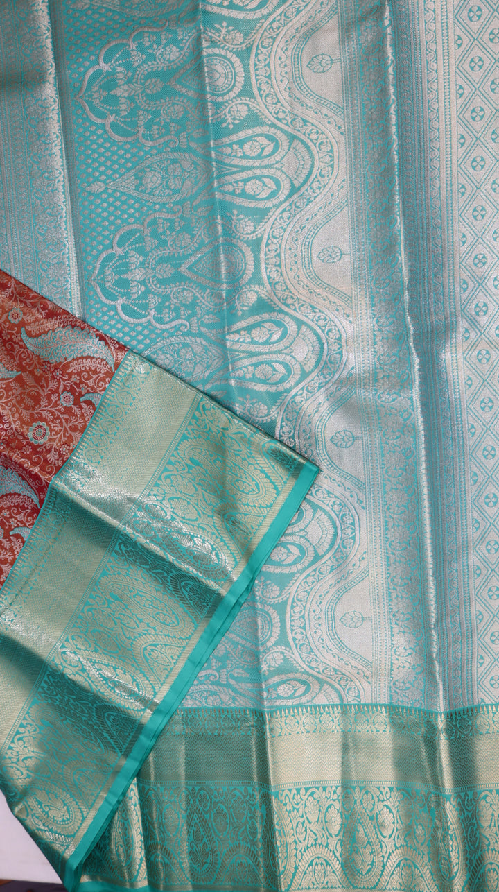 Pastal Orange Kanjivaram Silk Saree