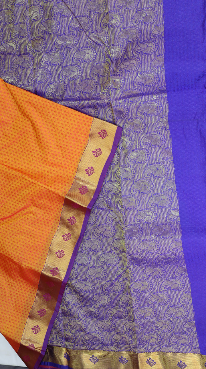 Trendy Orange Kanjivaram Silk Saree