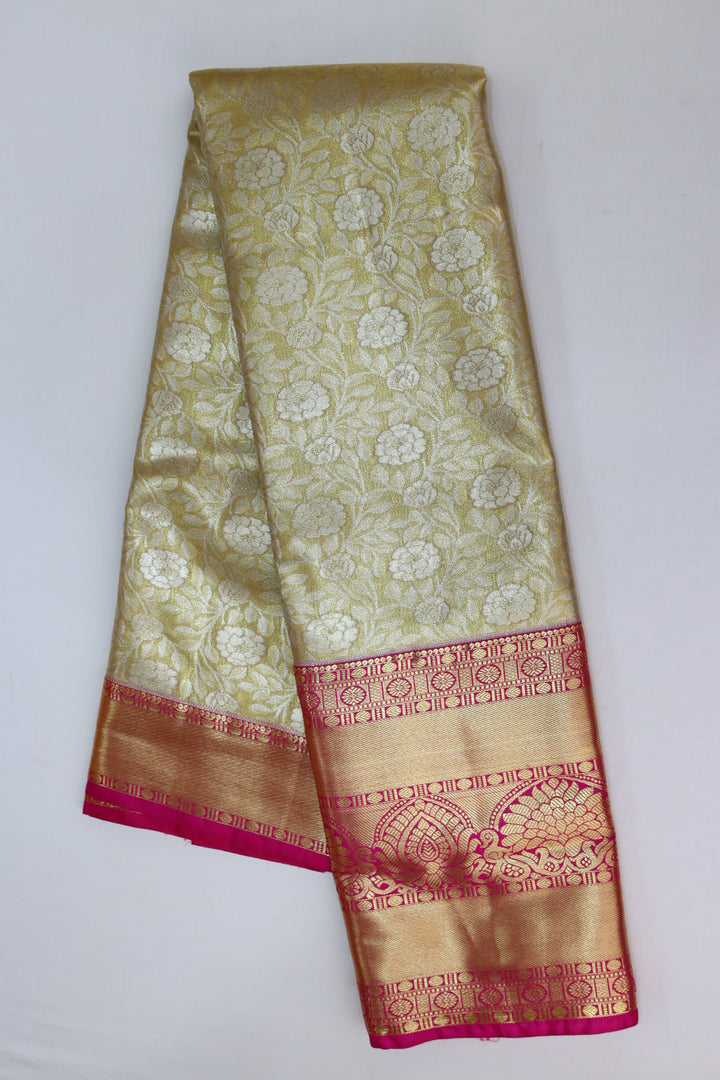 Stunning Yellow Tissue Kanjipuram Saree