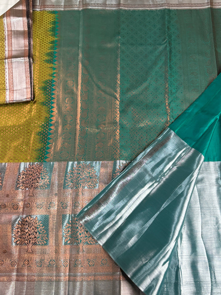 Classy Olive Green Kanjipuram Silk Saree