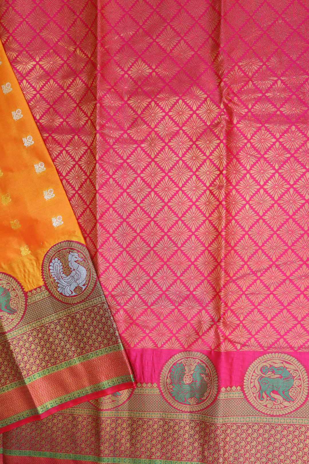 Trendy Orange Kanjipuram Saree