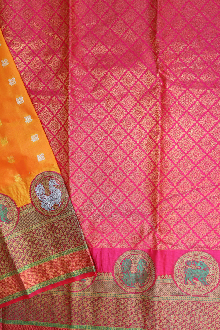 Trendy Orange Kanjipuram Saree