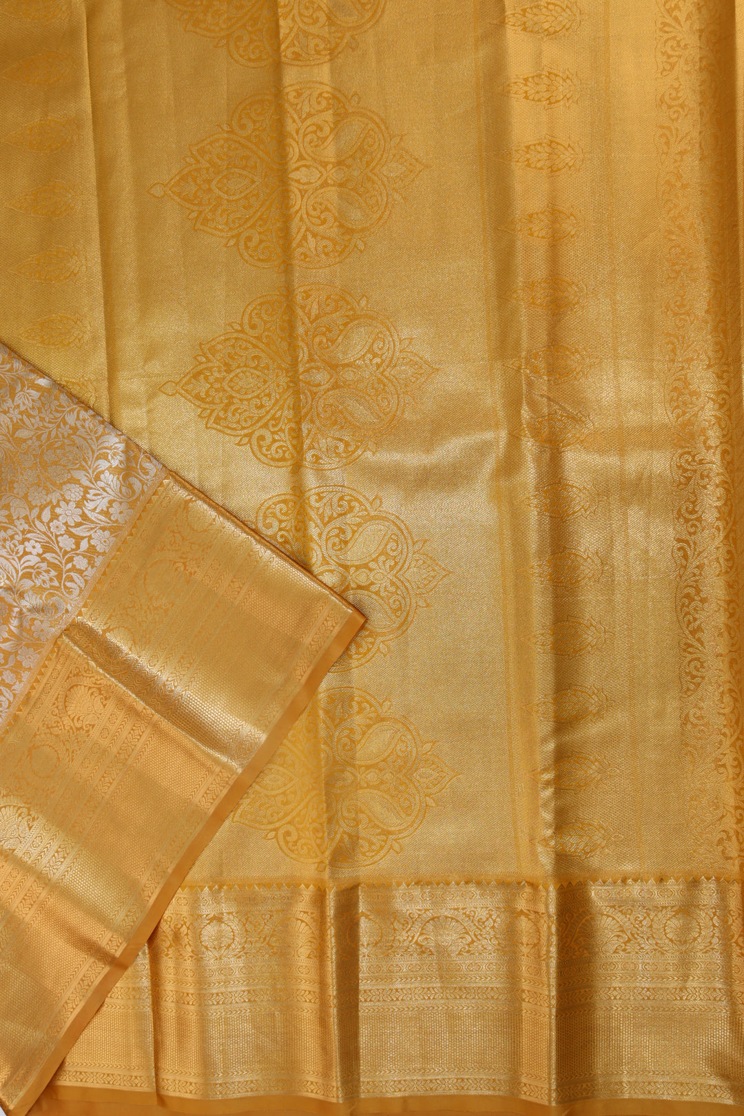 Traditional Pastel Yellow  Kanjipuram Saree