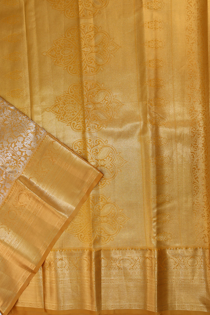 Traditional Pastel Yellow  Kanjipuram Saree