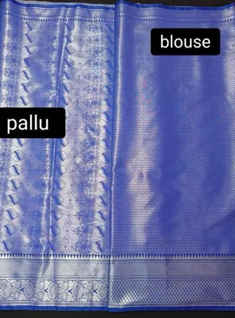 Pink &amp; Purple Kanjipuram Silk Saree with Silver Zari Border