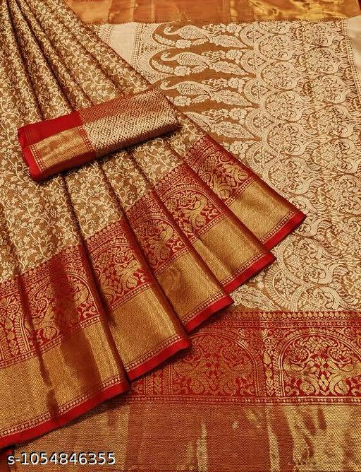 Rust Orange &amp; Gold Motif Saree with Maroon Border