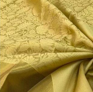 Golden Yellow Banarasi Silk Saree with All-Over Self-Tone Gold Zari Floral Jaal Weave