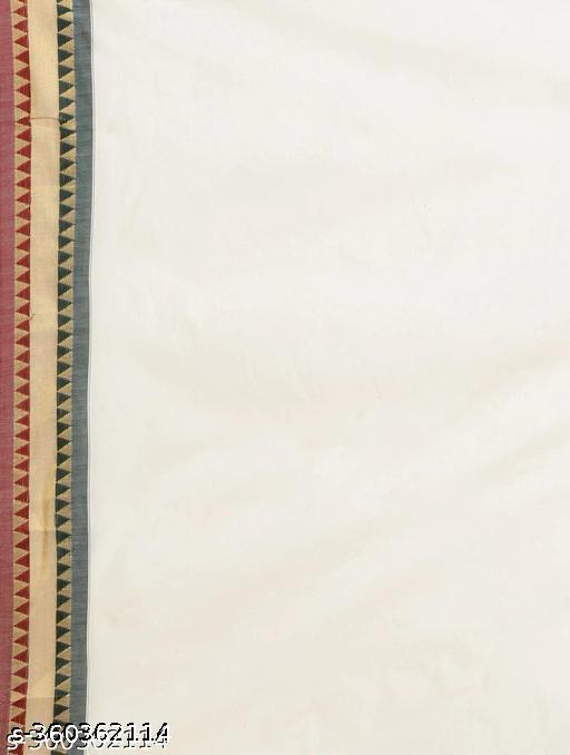 Ivory Saree with Multicolor Geometric Border