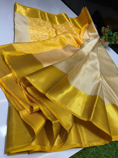 Cream Saree with Bright Gold Border