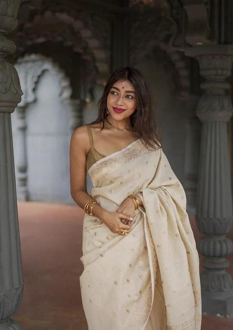 Ivory Saree with Subtle Gold Motifs
