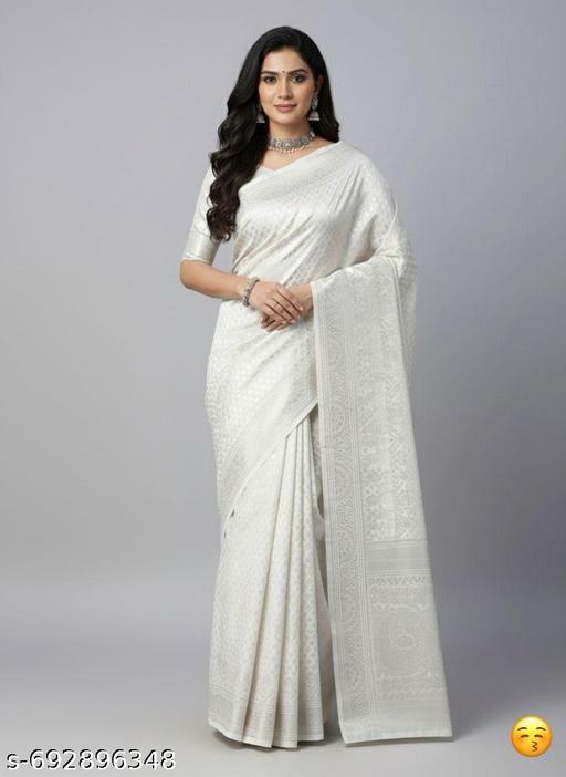 Ivory White Saree with Subtle Woven Texture