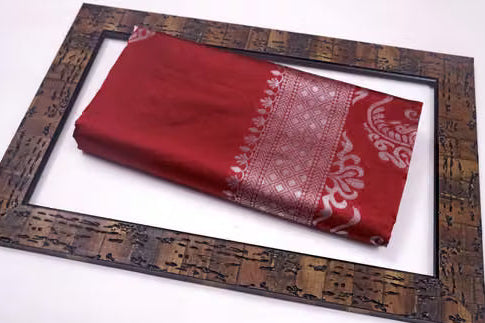 Maroon Kanjipuram Silk Saree - Folded saree in decorative frame