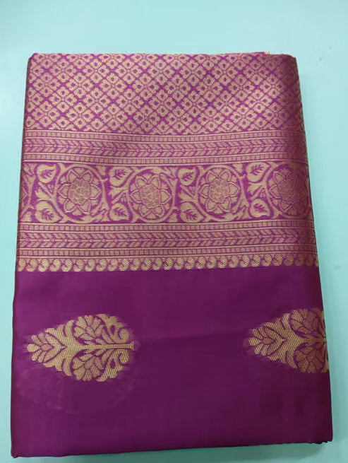 Magenta Banarasi Silk Saree full spread view