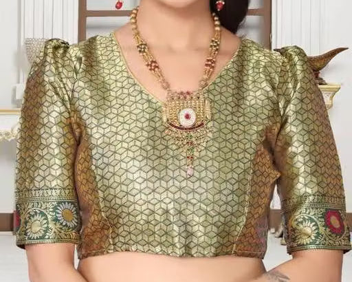 Pink Patola Silk Saree - Gold brocade blouse close-up